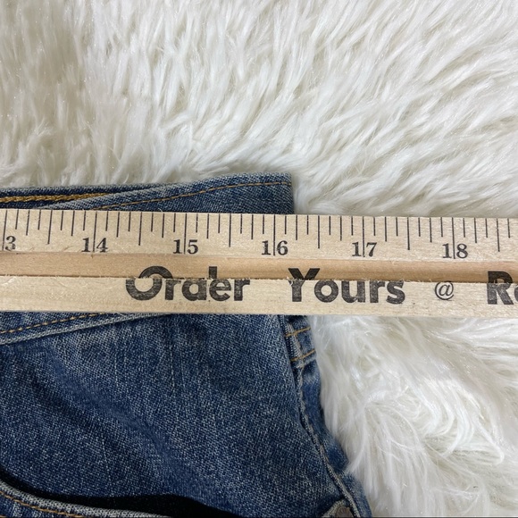 American Eagle y2k Denim Blue Jean Mini Skirt Size 10 Raw Hem Medium Wash - Picture 6 of 6
